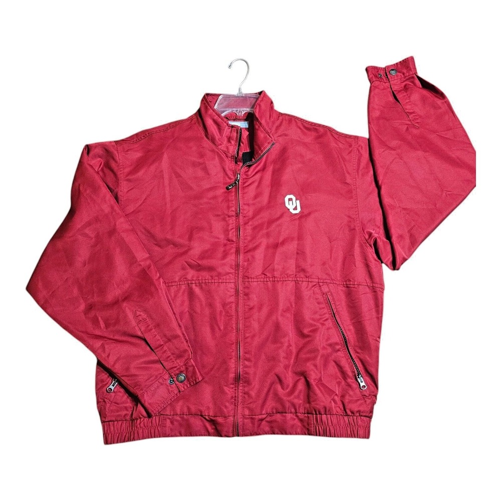 Oakohoma Univ Cutter & Buck WeatherTec Windbreaker Full Zip Jacket Red Sz Lge
